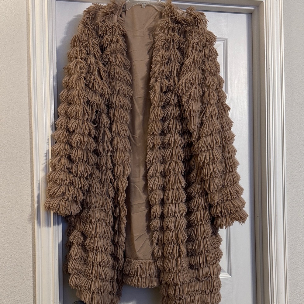 Cozy Brown Fringe Teddy Jacket